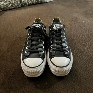 Black Leather Low Rise Platform Converse Size 8.5